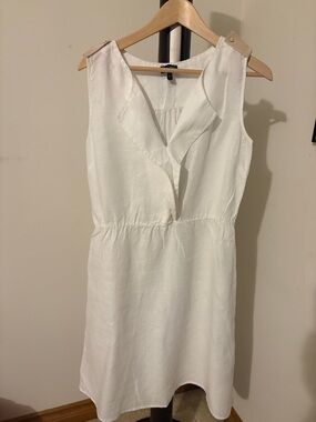 Armani Jeans White Sleeveless V-Neck Linen Dress